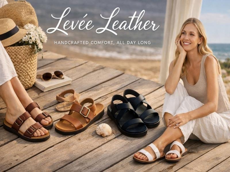 Levee Leather Sandals Comfort Footwear Lightweight Ergonomic Sandals Minimalist Shoes Everyday Lifestyle Footwear Brand